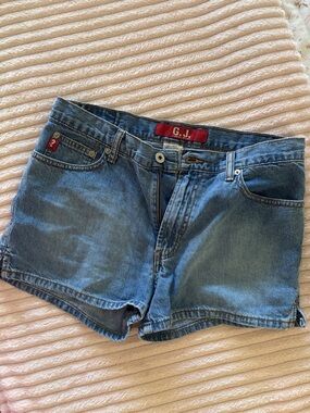 GUESS Women's Mid Wash Denim Shorts - Blue